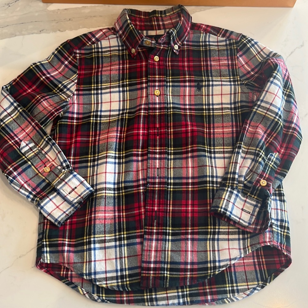Polo Ralph Lauren performance plaid brushed cotton oxford shirt boys